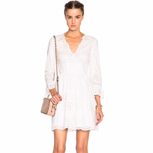 New RED Valentino Embroidered eyelet white poplin dress